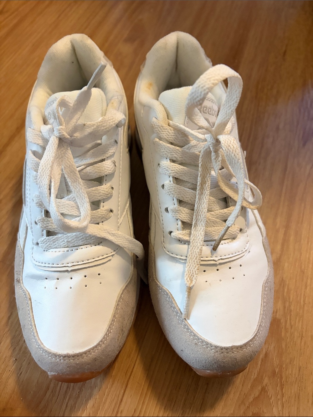Women’s White Lace-Up Sneakers with Suede Trim